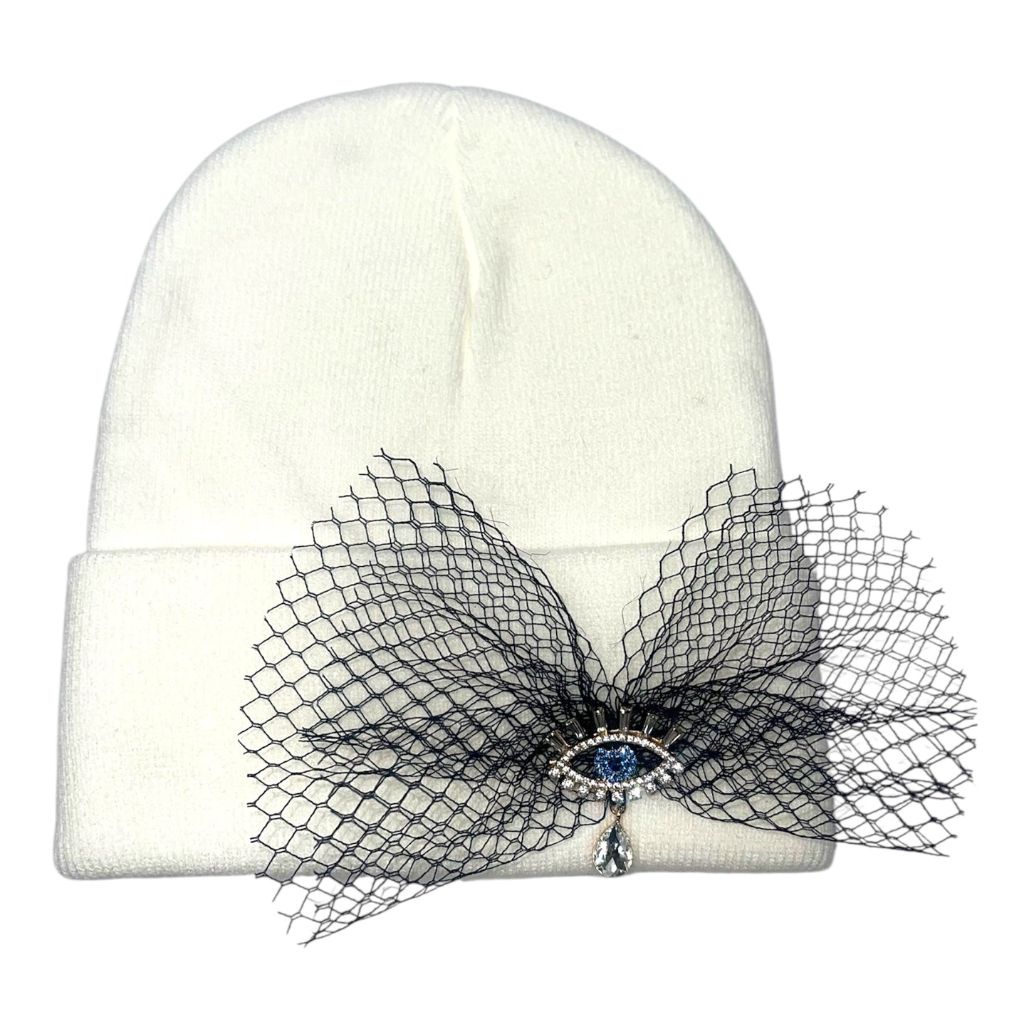 Evil Eye White Beanie