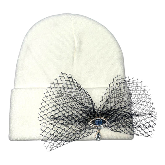 Evil Eye White Beanie
