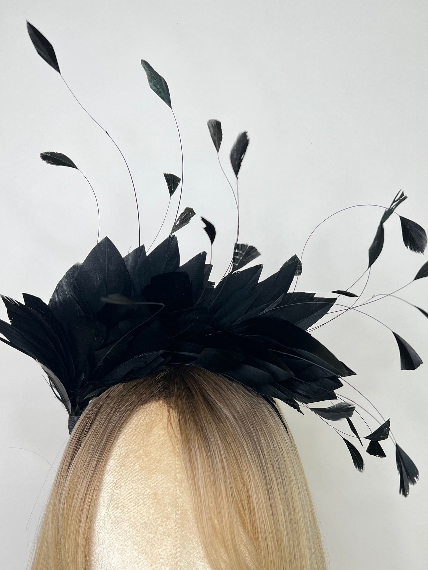 Hera Feathered Headband Black