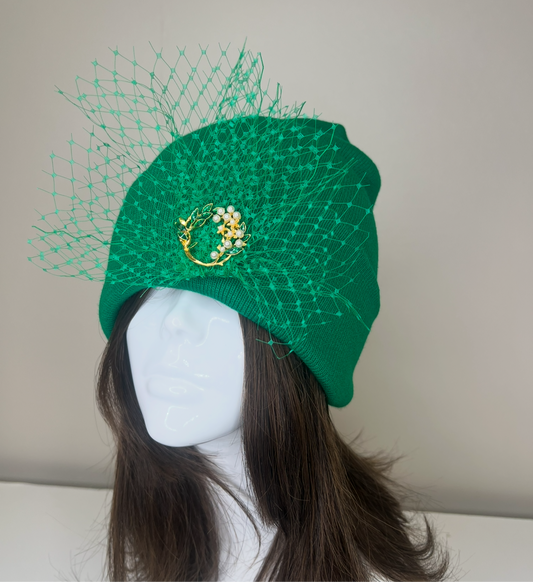 Green veil beanie