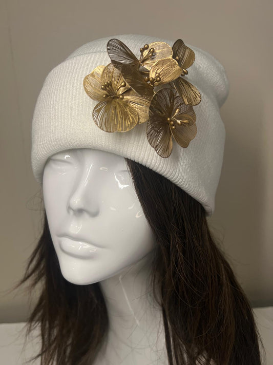 White Flower Beanie