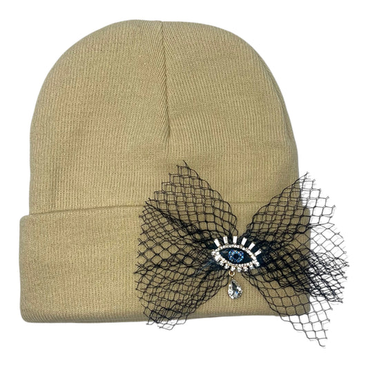 Evil Eye Beige Beanie
